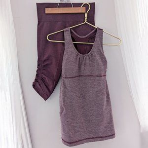 sz 6 lululemon BUNDLE plum maroon racerback and compression leggings matched set